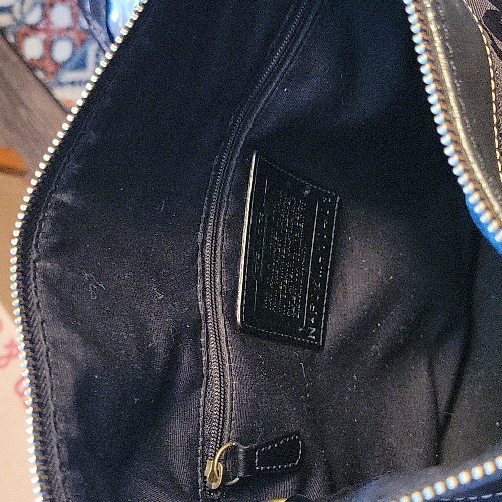 COACH BLACK CANVAS LEATHER C LOGO ADJUSTABLE STRAP CROSSBODY SATCHEL BRASS - Picture 8 of 9